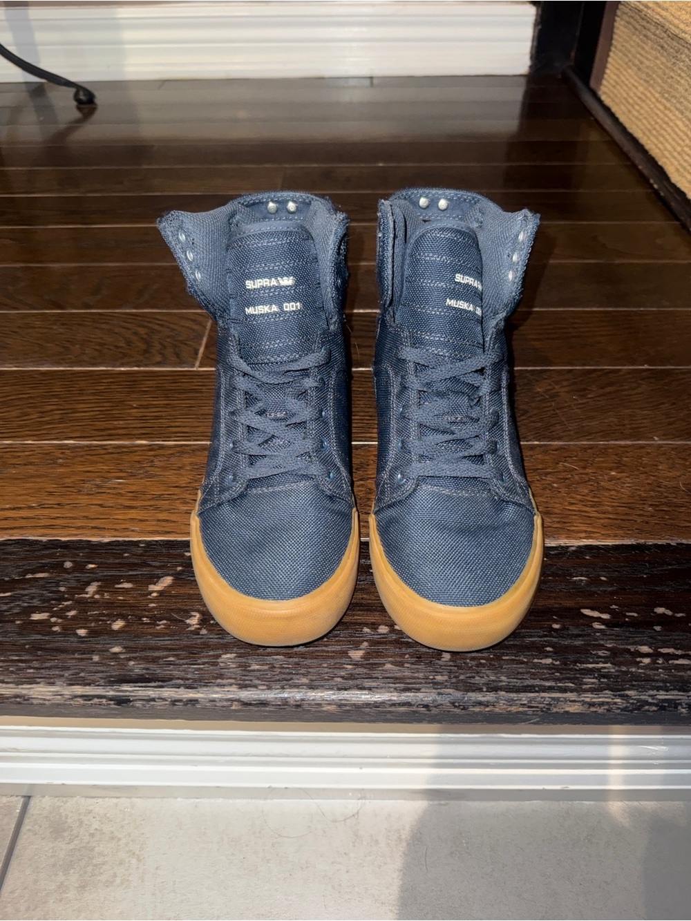 Supra Navy Canvas High-Top Sneakers with Gum Toe